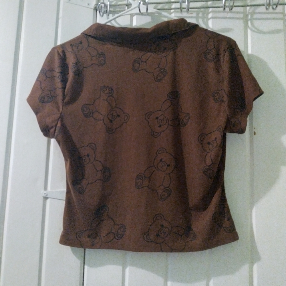 Rue 21 teddy bear print cropped top-X-large junior like new - Picture 3 of 4